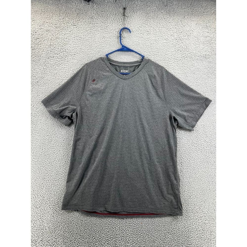 Rhone Shirt Men's‎ XL Sentry V Neck Striped Dark Gray Performance T-Shirt